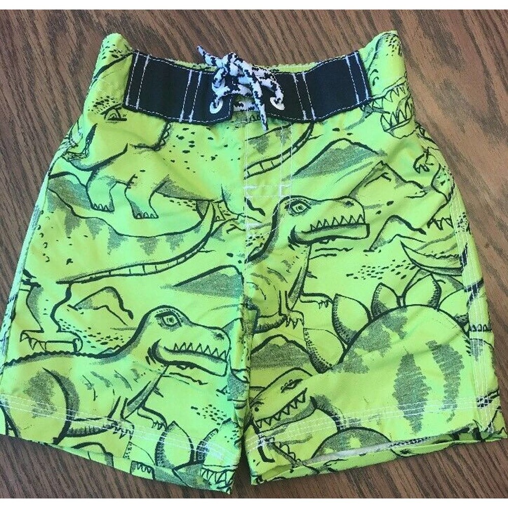 Gymboree Limeade Dino Board Shorts Swimwear 12-18 Months Dinosaurs Swim Trunks
